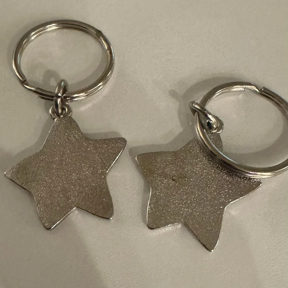 Friends Star Keychain Set Glitter Sparkle BFF Gift Blue‎ Silver Tone